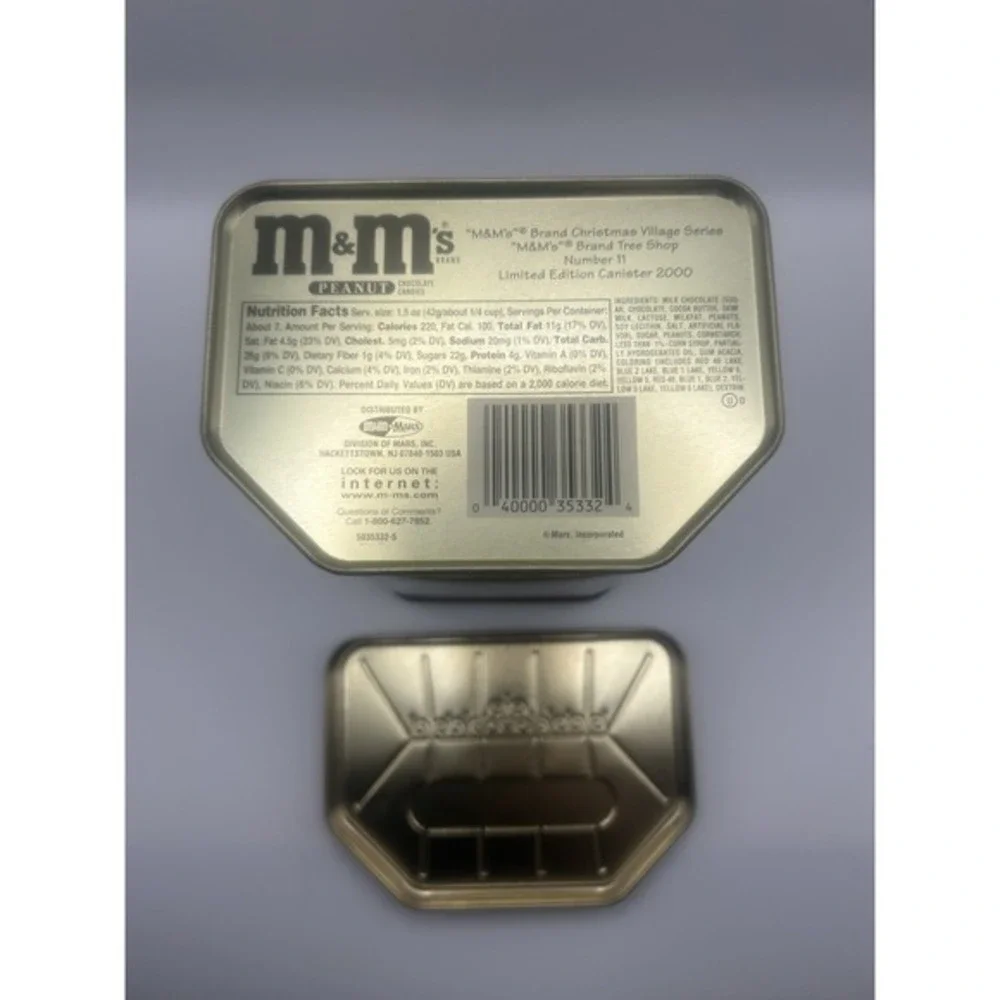 2-PC‎ M&Ms Brand Christmas Village Metal Tin Canisters Limited Edition